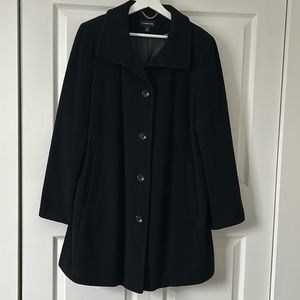 Black wool dress coat